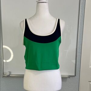 Elegant Green and Navy Tank Sports Bra Top